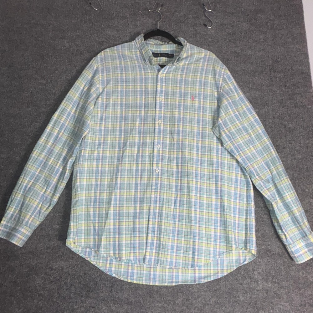 Ralph Lauren Shirt Mens XL Plaid Button Down Classic Preppy Dress Shirt
